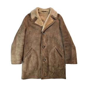 Brooks Brothers Vintage Suede Leather Shearling Wool Lined Coat Jacket Mens 38 M